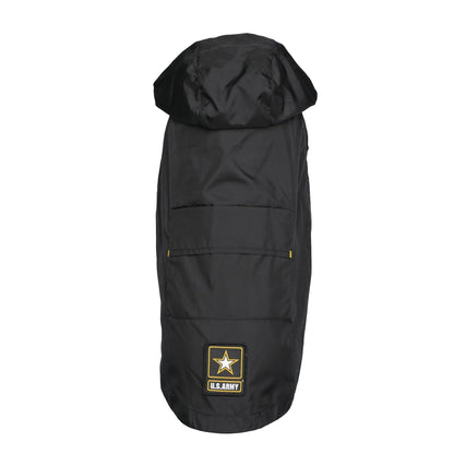 US Army Packable Dog Raincoat - Black - Daily Pet Supplies